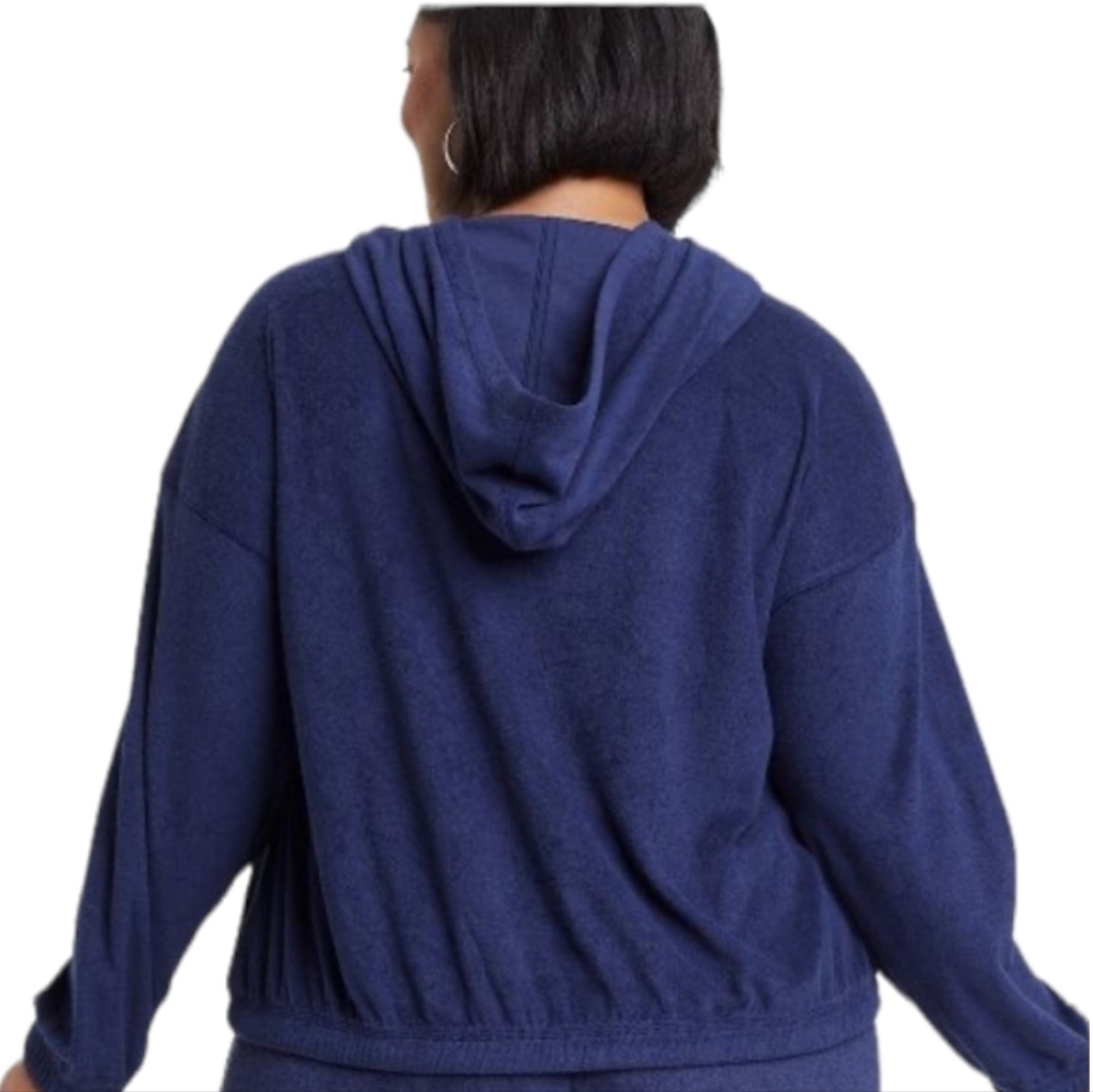 Women's Plus Size Long Sleeve Terry Hooded Shirt | Ava & Viv | 2X - Picture 13 of 14